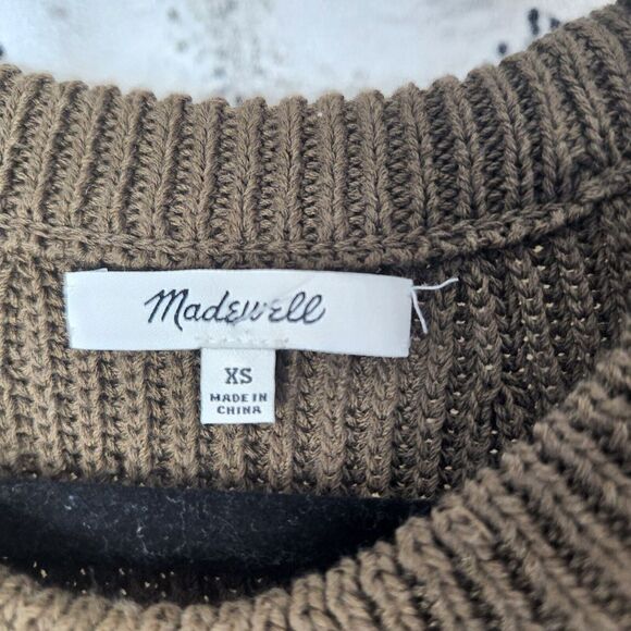 Madewell Valley Sweater Tank Ribbed Solid Brown Raw Hem Womens Size XS - Picture 4 of 7